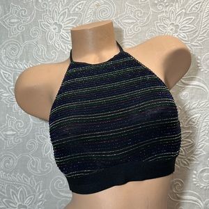 Victoria’s Secret Halter Bralette Striped Shimmer Rave EDC